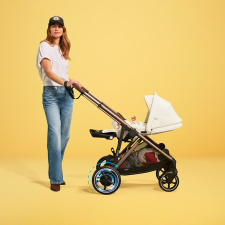 Cybex E-Gazelle S Wspomagany Wózek Głęboko-Spacerowy Rama Czarna Moon Black + Fotelik Cybex Cloud G I - Size Fotelik + Baza G + Adaptery