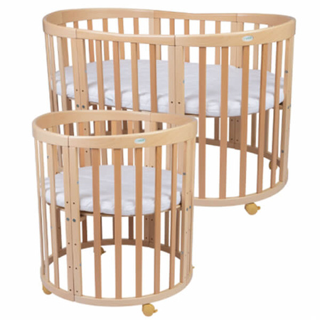 Waldin Łóżeczko Dziecięce Owalne 7w1 z Materacem Natural