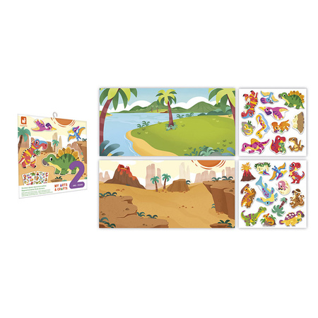 Janod Multizestaw kreatywny 2-latka My arts & crafts Grube naklejki wielorazowe Dinozaury 2+