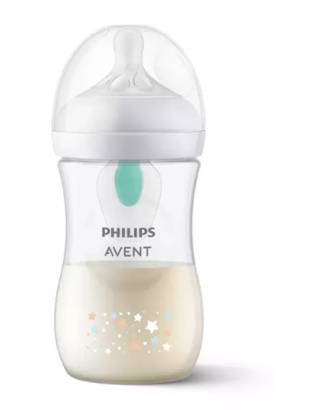 Avent Natural 3 Butelka Responsywna z Nakładką Antykolkową AirFree 1m+ 260ml Gwiazdki