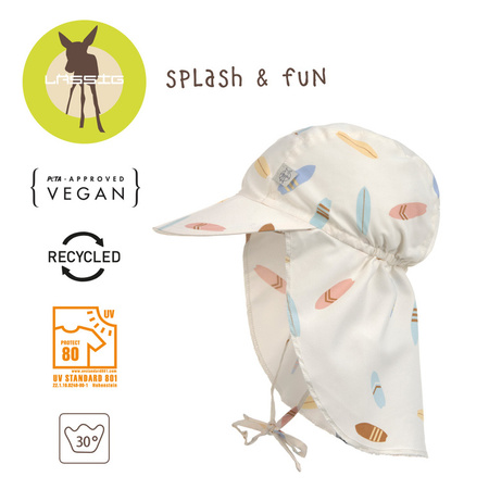 Lassig Czapka z filtrem UV80 z daszkiem i osłoną karku Splash & Fun Deski surfingowe sea salt, rozm. 46/49