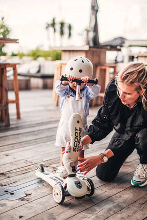 Scootandride Highwaykick 1 Jeździk i Hulajnoga 2w1 1-5 lat + Scootandride Kask Dla Dzieci S-M Ash