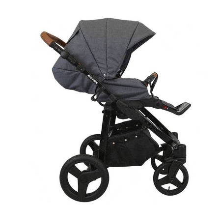 Kunert Rotax Wózek Głęboko-Spacerowy Grafit + Len Biała Rama Koła Żelowe