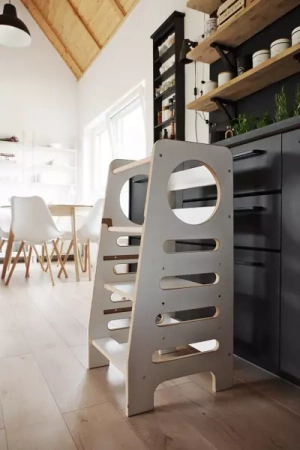Baby Wood Kitchen Helper M Szary  