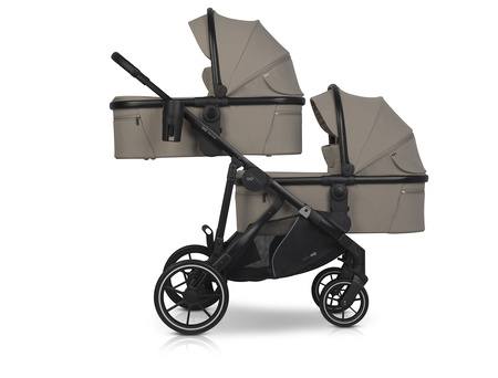 Easy Go Duoflex Wózek Głęboko-Spacerowy Bliźniaczy Rok po Roku Savana Beige 2 Siedziska 1 Gondola