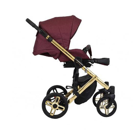 Kunert Mila Premium Wózek Głęboko-Spacerowy 2w1 Szary + Kreseczka Złota Rama Koła Żelowe