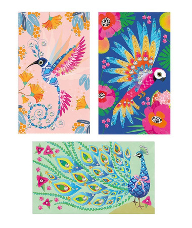 Janod USZKODZONE OPAKOWANIE Zestaw artystyczny Czarodziejskie cyrkonie Piękne ptaki 7+