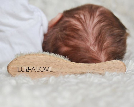 Lullalove Szczotka Włosie Kozie + Myjka Pieluszka Muślinowa Zielnik Róż