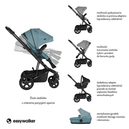 Easywalker Harvey 2 Wózek głęboko-spacerowy (zawiera stelaż, siedzisko z budką i pałąkiem)  Ocean Blue