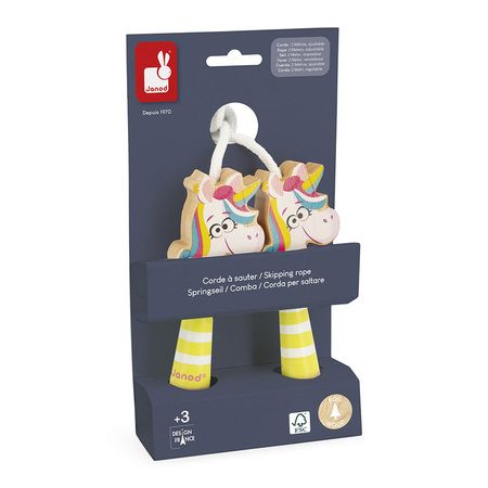 Janod Skakanka z drewnianymi rączkami Jednorożec Applepop 3+