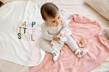 Lassig Bambusowa pieluszka otulacz Zestaw 3 szt. 80x80cm Happy Fruits cherry