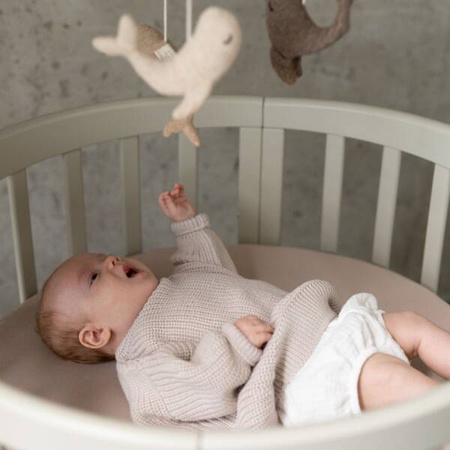 [OUTLET] Waldin Łóżeczko Dziecięce Owalne 7w1 z Materacem Oliwkowe