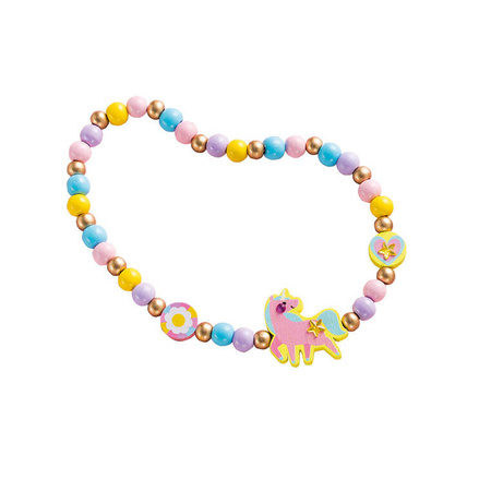 Janod Zestaw kreatywny do tworzenia biżuterii z drewna Tęczowa kraina 4+