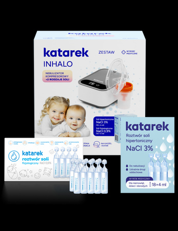 Katarek Nebulizator Kompresorowy Inhalo + Zestawy soli