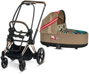 Cybex e-Priam 3.0 Rama ze Stelażem Siedziska + Gondola Wózek Głęboki Karolina Kurkova One Love | multicolor