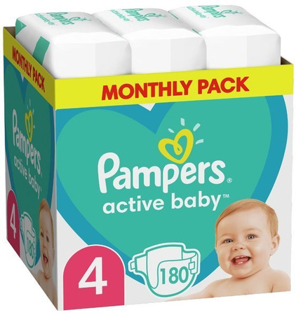 Pampers Active Baby Rozmiar 4 Zapas Na Cały Miesiąc 180 sztuk