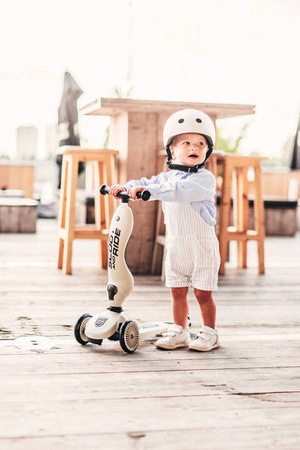 Scootandride Highwaykick 1 Jeździk i Hulajnoga 2w1 1-5 lat + Scootandride Kask Dla Dzieci S-M Ash