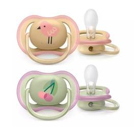 Avent Ultra Air  Smoczek Uspokajający 0-6m Air Girl Deco