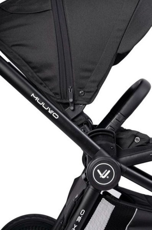 Muuvo Quick 3.0 Wózek Głęboko-Spacerowy Black Chrome z Gondolą XL Zestaw 2w1 Steel Grey