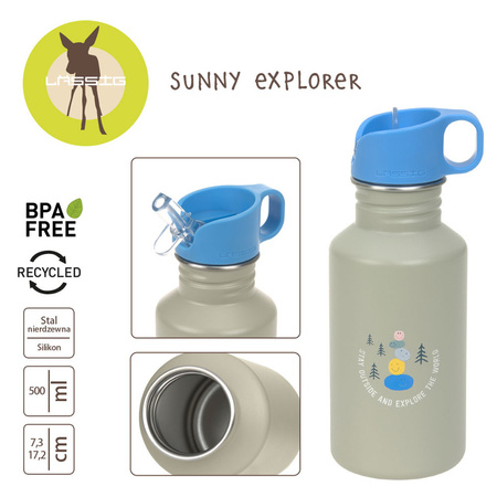 Lassig Bidon ze stali nierdzewnej z ustnikiem i uchwytem 500 ml Sunny Explorer green/blue