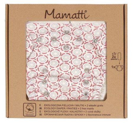 Mamatti Pielucha Wielorazowa + 2 Wkładki Jasny Róż Rozeta PW4356 