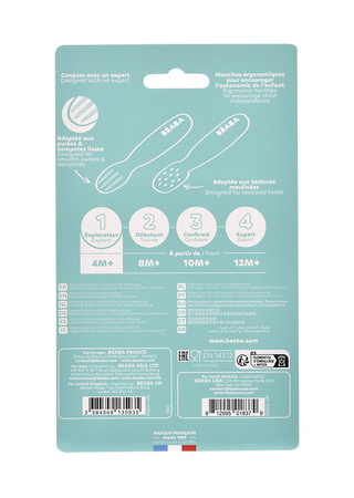 Beaba Zestaw 2 silikonowych pierwszych łyżeczek-gryzaków Praline/clay