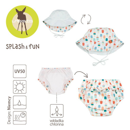 Lassig Zestaw kapelusz i majteczki do pływania z wkładką chłonną Ice Cream UV 50+