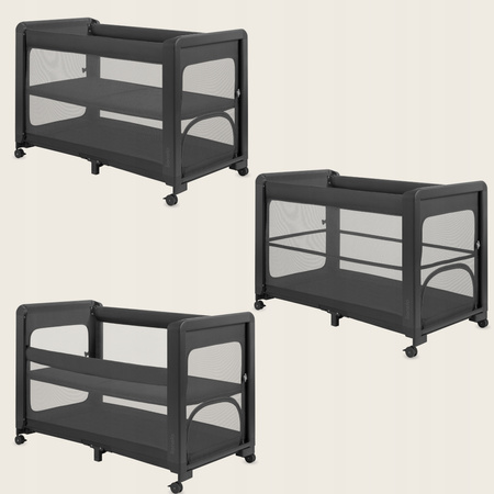 Lionelo Patty Łóżeczko turystyczne dwupoziomowe 5w1 dostawne wolnostojące Grey Graphite