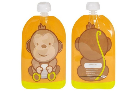Fill'n Squeeze Saszetki Wielorazowe Z Podwójnym Zipem Wesoła Małpka 6 szt. (40x4x15)