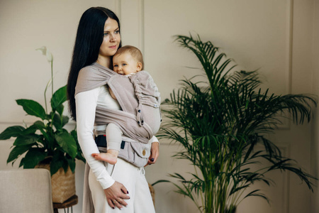 LennyLamb Moje Pierwsze Nosidełko LennyHybrid Half Buckle, Splot Jodełkowy, 100% Bawełna - Mała Jodełka Almond