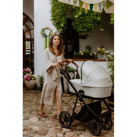 Roan Ivi 2.0 Wózek Głęboko-Spacerowy Rama Rose Gold Mocca + Cybex Aton B2 i-Size Fotelik Samochodowy 0-13kg + Baza One Volcano Black