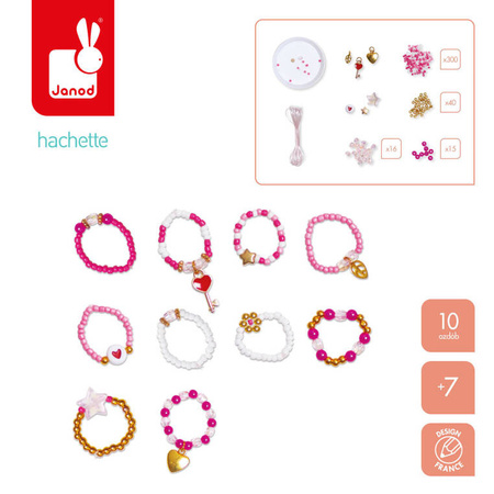 Janod Zestaw kreatywny do tworzenia biżuterii Pierścionki z koralików 7+