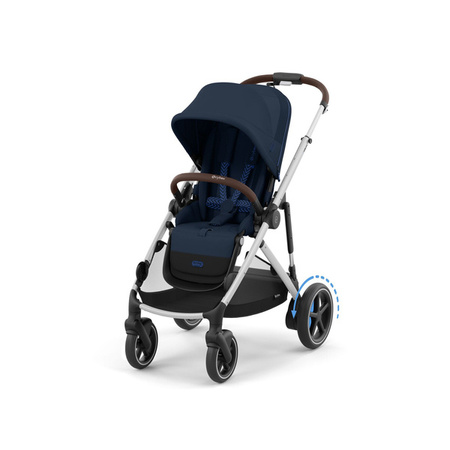 Cybex E-Gazelle S Wspomagany Wózek Spacerowy Rama Srebrna Ocean Blue + Fotelik Cybex Cloud G I - Size Fotelik + Baza G + Adaptery