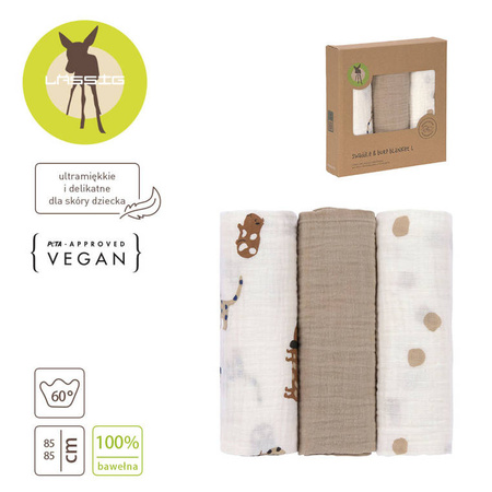 Lassig Muślinowa pieluszka otulacz z biobawełny Zestaw 3 szt. 85x85cm Little Mateys royal blue