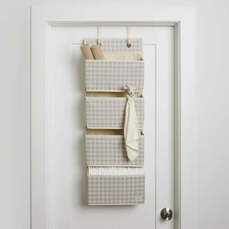 3 Sprouts Organizer Wiszący Na Drzwi Gingham Beige