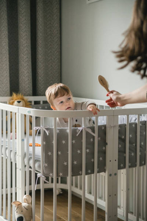 [OUTLET] Waldin Łóżeczko Dziecięce 7w1 z Materacem Grafit