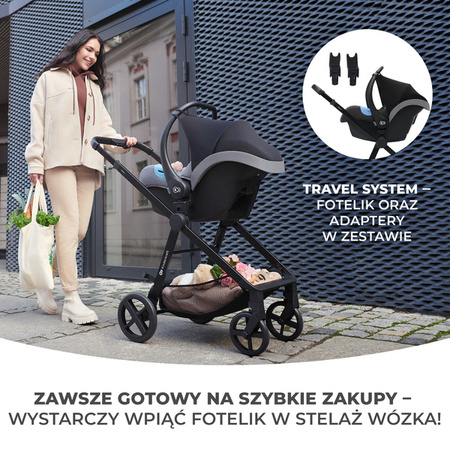 Kinderkraft Newly Wózek Wielofunkcyjny 3w1 Wózek Głęboko-Spacerowy + Fotelik Classic Black 