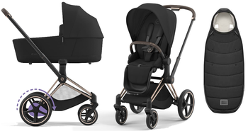 Cybex e-Priam 4.0 Wózek Głęboko-Spacerowy Sepia Black + Cybex Platinum Śpiworek