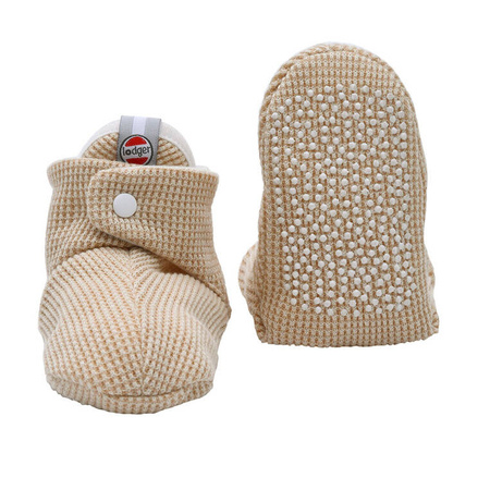 Lodger Buciki kapcie z antypoślizgową podeszwą bawełniane beżowe Ciumbelle Ivory 6-12 m.