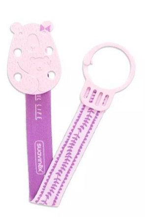 Suavinex Klips Do Smoczka z Tasiemką  Fioletowy Miś