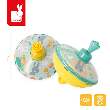 Janod Bączek metalowy Króliczki Pure opakowanie zbiorcze 6 szt. (2 wzory) 12m+