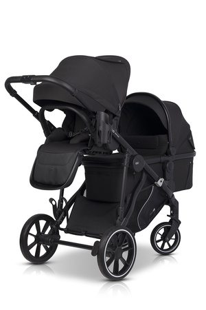 Easy Go Duoflex Wózek Głęboko-Spacerowy Bliźniaczy Rok po Roku Ebony Black 1 Siedzisko 1 Gondola