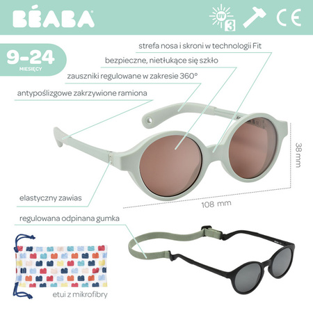 Beaba Okulary przeciwsłoneczne dla dzieci 9-24 miesięcy Joy - Misty Green