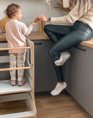 Baby Wood Slim M Double Kitchen Helper Szary