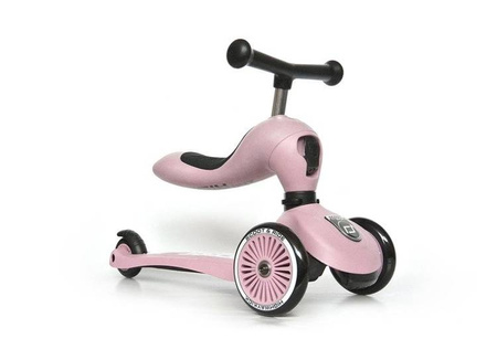 Scootandride Highwaykick 1 Jeździk i Hulajnoga 2w1 1-5 lat + Scootandride Kask Dla Dzieci S-M Rose