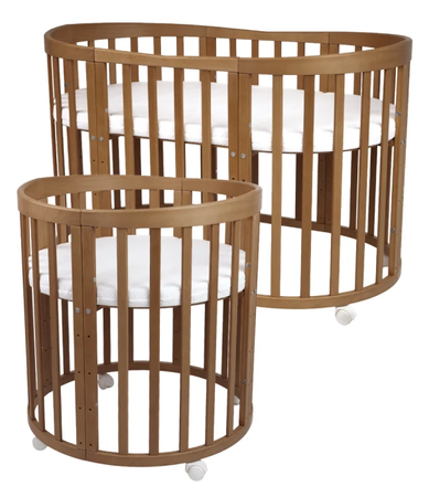 [OUTLET] Waldin Łóżeczko Dziecięce Owalne 7w1 z Materacem Vintage