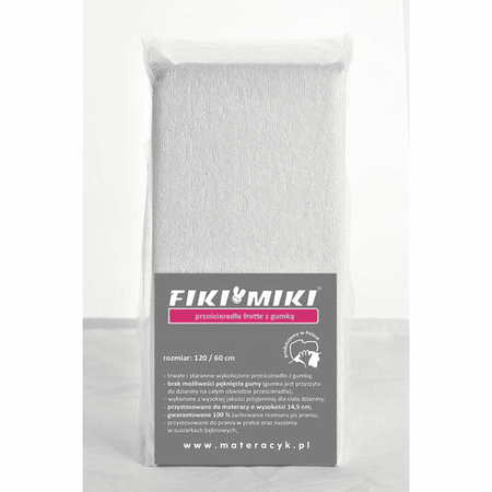 Fiki Miki Frotta Prześcieradło 120/60 Cm Białe