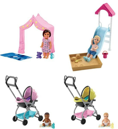 Barbie Akcesoria Namiocik, Zjeżdżalnia + Laleczka FXG94