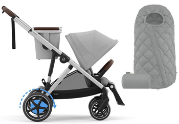 Cybex E-Gazelle S Wspomagany Wózek Spacerowy Rama Srebrna Stone Grey + Cybex Śpiworek Snogga Gratis
