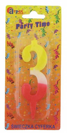 Arpex Świeczki Urodzinowe Party Time Cyfra 3